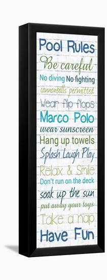 Pool Rules White Wash 3-Lauren Gibbons-Framed Stretched Canvas