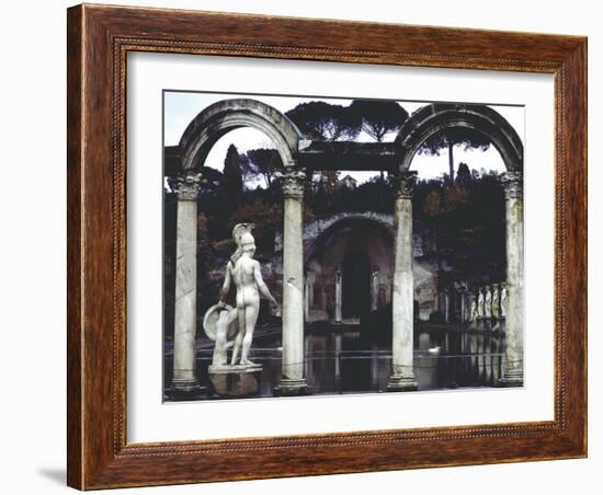 Pool Surrounded by Marble Statues and Graceful Arches in Gardens of Hadrian's Villa at Tivoli-Gjon Mili-Framed Photographic Print