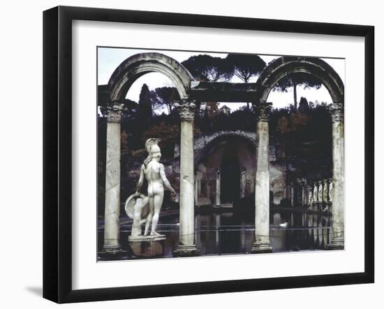 Pool Surrounded by Marble Statues and Graceful Arches in Gardens of Hadrian's Villa at Tivoli-Gjon Mili-Framed Photographic Print