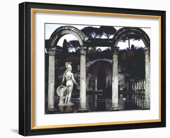Pool Surrounded by Marble Statues and Graceful Arches in Gardens of Hadrian's Villa at Tivoli-Gjon Mili-Framed Photographic Print