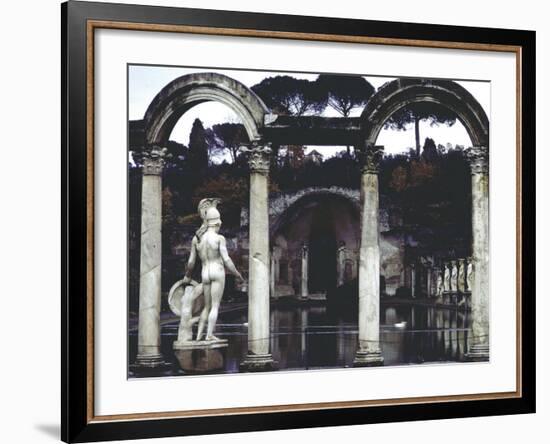 Pool Surrounded by Marble Statues and Graceful Arches in Gardens of Hadrian's Villa at Tivoli-Gjon Mili-Framed Photographic Print