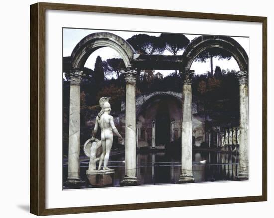 Pool Surrounded by Marble Statues and Graceful Arches in Gardens of Hadrian's Villa at Tivoli-Gjon Mili-Framed Photographic Print