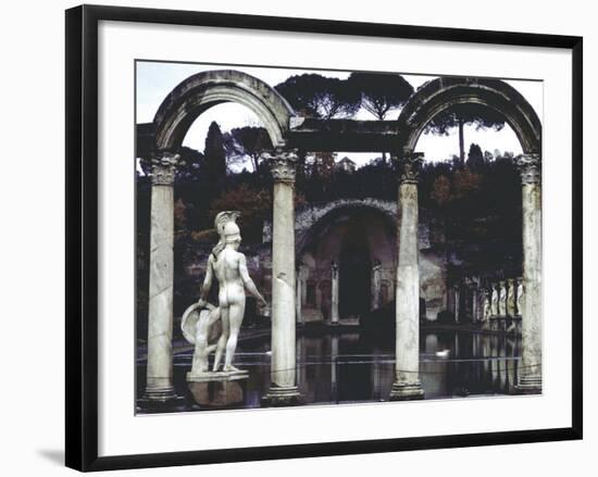 Pool Surrounded by Marble Statues and Graceful Arches in Gardens of Hadrian's Villa at Tivoli-Gjon Mili-Framed Photographic Print