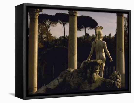 Pool Surrounded by Marble Statues and Graceful Arches in Gardens of Hadrian's Villa at Tivoli-Gjon Mili-Framed Premier Image Canvas