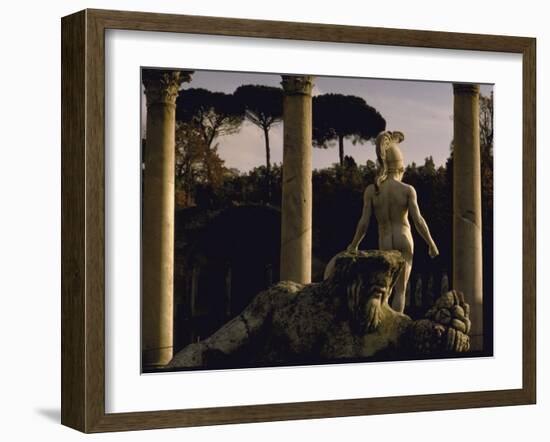 Pool Surrounded by Marble Statues and Graceful Arches in Gardens of Hadrian's Villa at Tivoli-Gjon Mili-Framed Photographic Print