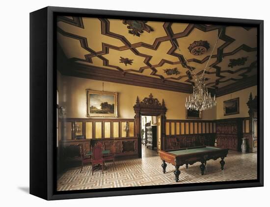 Pool Table in a Castle, Miramare Castle, Trieste, Friuli Venezia Giulia, Italy-null-Framed Premier Image Canvas