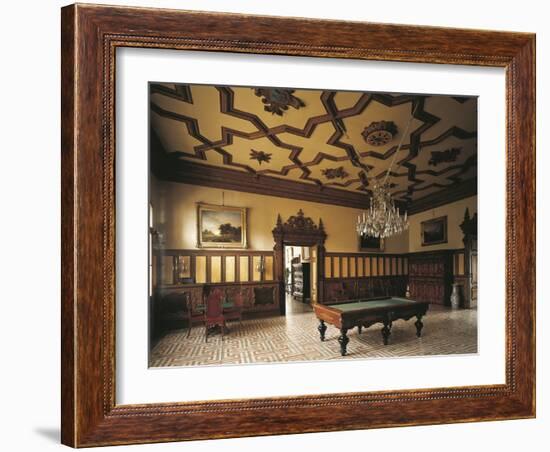 Pool Table in a Castle, Miramare Castle, Trieste, Friuli Venezia Giulia, Italy-null-Framed Photographic Print