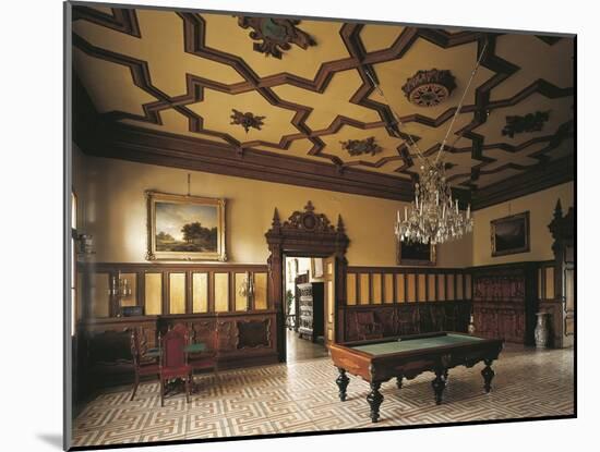 Pool Table in a Castle, Miramare Castle, Trieste, Friuli Venezia Giulia, Italy-null-Mounted Photographic Print