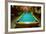 Pool table lit by electric lights in a restaurant and bar in Shoshone, CA near Death Valley Nati...-null-Framed Photographic Print