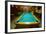 Pool table lit by electric lights in a restaurant and bar in Shoshone, CA near Death Valley Nati...-null-Framed Photographic Print