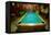 Pool table lit by electric lights in a restaurant and bar in Shoshone, CA near Death Valley Nati...-null-Framed Premier Image Canvas