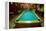 Pool table lit by electric lights in a restaurant and bar in Shoshone, CA near Death Valley Nati...-null-Framed Premier Image Canvas