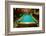 Pool table lit by electric lights in a restaurant and bar in Shoshone, CA near Death Valley Nati...-null-Framed Photographic Print