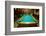 Pool table lit by electric lights in a restaurant and bar in Shoshone, CA near Death Valley Nati...-null-Framed Photographic Print