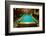 Pool table lit by electric lights in a restaurant and bar in Shoshone, CA near Death Valley Nati...-null-Framed Photographic Print