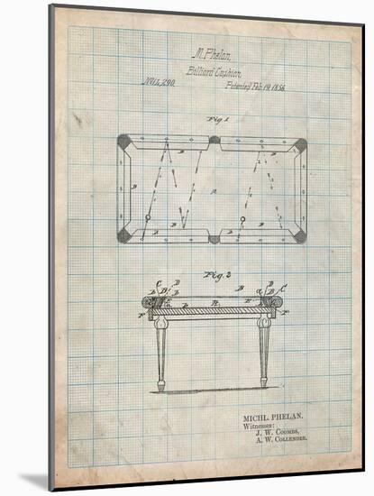 Pool Table Patent-Cole Borders-Mounted Art Print