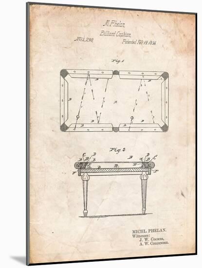 Pool Table Patent-Cole Borders-Mounted Art Print