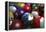 Pool Table with Balls and One of Them as Planet Earth-null-Framed Stretched Canvas