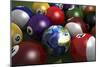 Pool Table with Balls and One of Them as Planet Earth-null-Mounted Art Print