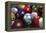 Pool Table with Balls and One of Them as Planet Earth-null-Framed Stretched Canvas