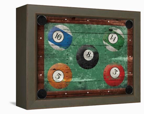Pool Table-Jace Grey-Framed Stretched Canvas