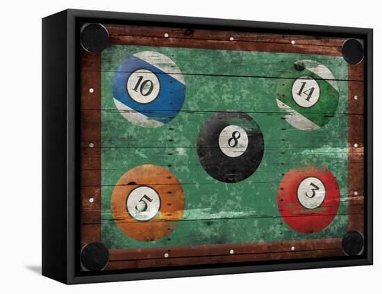 Pool Table-Jace Grey-Framed Stretched Canvas