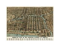 Bird’s Eye View of the Business District of Chicago, 1898-Poole Bros^-Mounted Art Print
