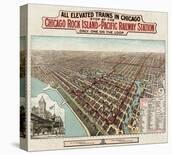 Elevated Trains in Chicago, c. 1897-Poole Bros^-Stretched Canvas