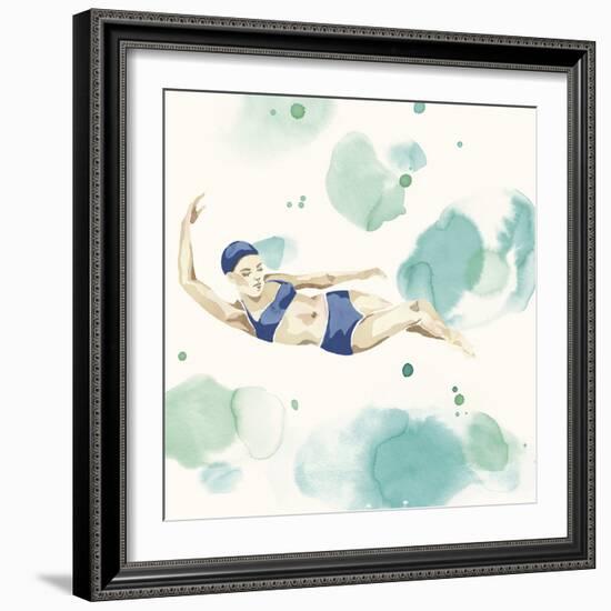 Poolside Party - Glide-Aurora Bell-Framed Giclee Print