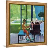 "Poolside Piano Practice," June 11, 1960-George Hughes-Framed Premier Image Canvas
