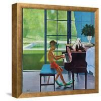"Poolside Piano Practice," June 11, 1960-George Hughes-Framed Premier Image Canvas