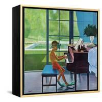 "Poolside Piano Practice," June 11, 1960-George Hughes-Framed Premier Image Canvas