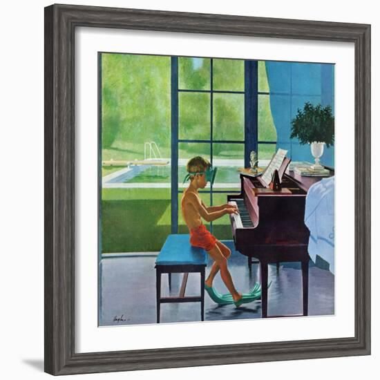 "Poolside Piano Practice," June 11, 1960-George Hughes-Framed Premium Giclee Print