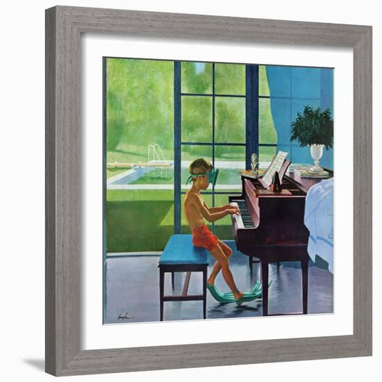 "Poolside Piano Practice," June 11, 1960-George Hughes-Framed Premium Giclee Print