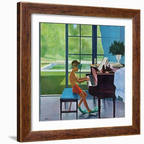 "Poolside Piano Practice," June 11, 1960-George Hughes-Framed Premium Giclee Print