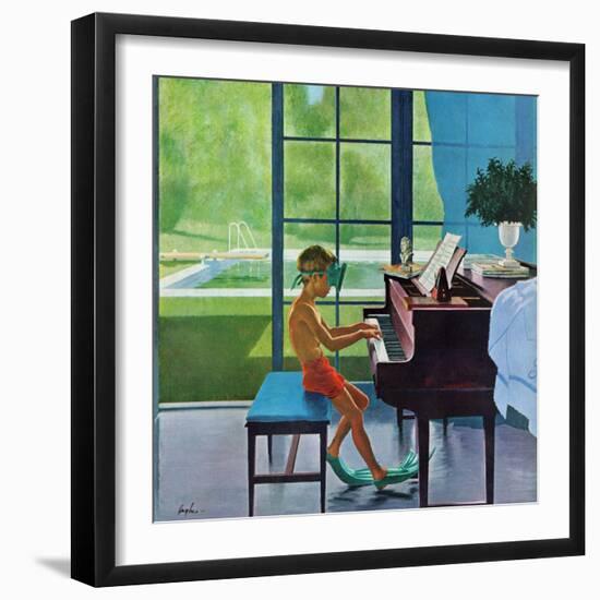 "Poolside Piano Practice," June 11, 1960-George Hughes-Framed Premium Giclee Print