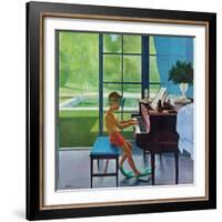 "Poolside Piano Practice," June 11, 1960-George Hughes-Framed Giclee Print