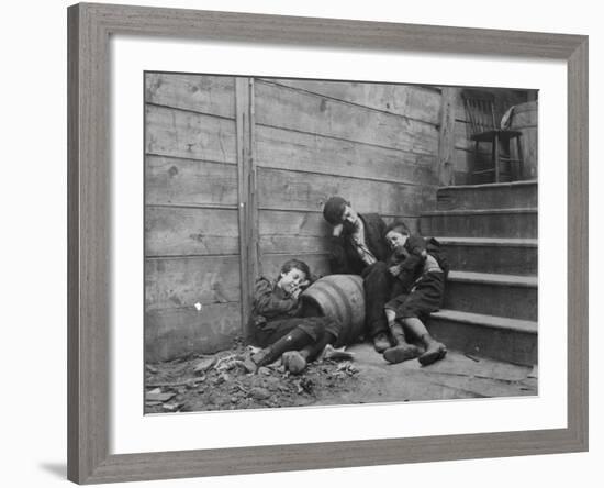 Poor and Homeless Sleeping on Streets-Jacob August Riis-Framed Photographic Print