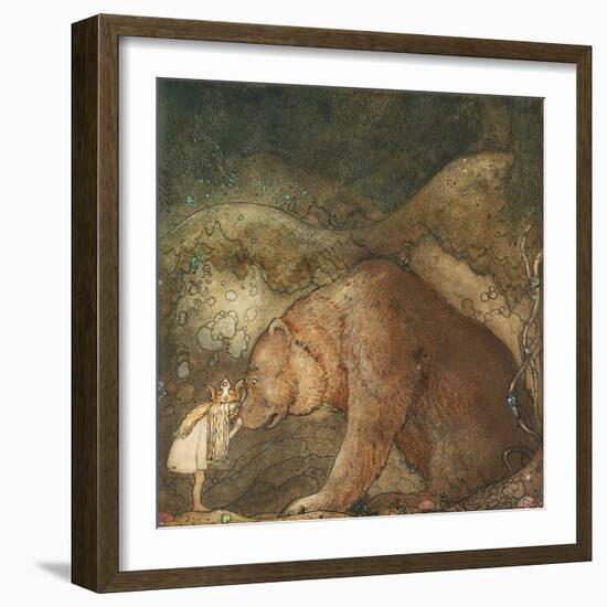 Poor Little Bear!, 1912 (W/C & Tempera on Paper)-John Bauer-Framed Giclee Print