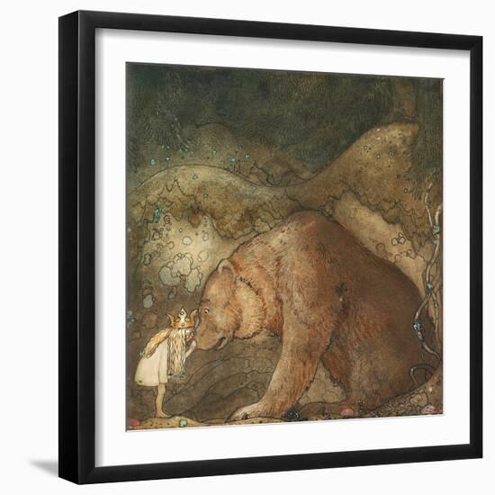 Poor Little Bear!, 1912 (W/C & Tempera on Paper)-John Bauer-Framed Giclee Print