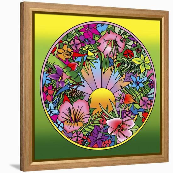 Pop Art Circle Flowers 615-Howie Green-Framed Premier Image Canvas