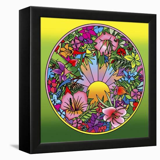 Pop Art Circle Flowers 615-Howie Green-Framed Premier Image Canvas