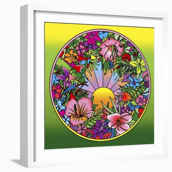 Pop Art Circle Flowers 615-Howie Green-Framed Giclee Print