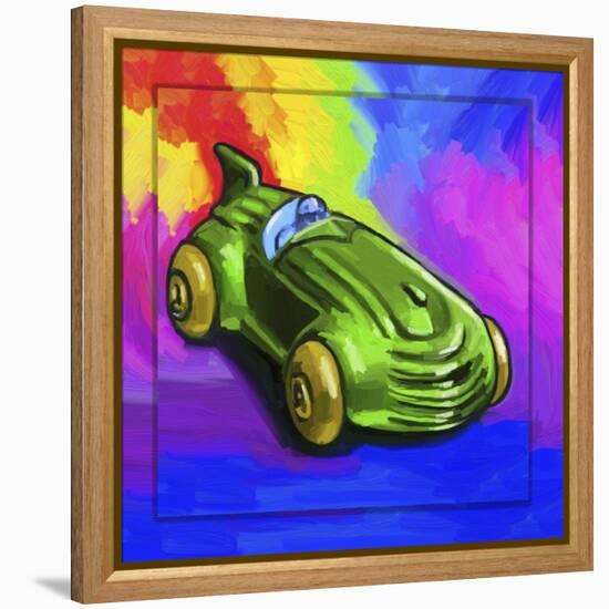 Pop-Art Deco Race Car Toy-Howie Green-Framed Premier Image Canvas