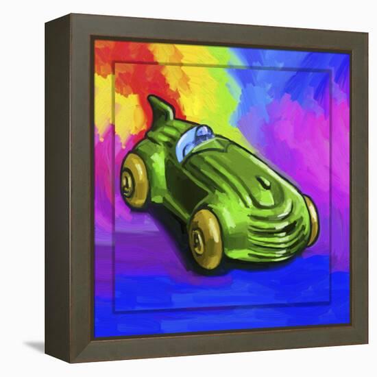 Pop-Art Deco Race Car Toy-Howie Green-Framed Premier Image Canvas