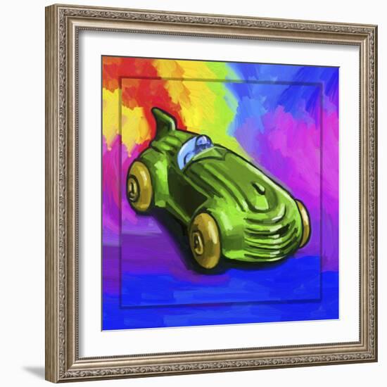 Pop-Art Deco Race Car Toy-Howie Green-Framed Giclee Print