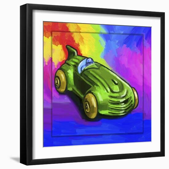 Pop-Art Deco Race Car Toy-Howie Green-Framed Giclee Print