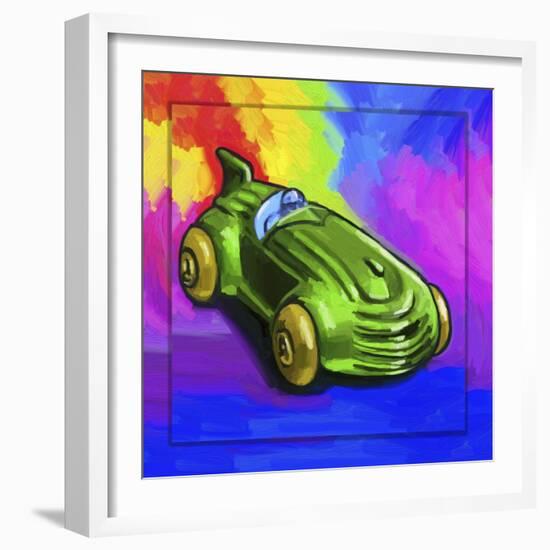 Pop-Art Deco Race Car Toy-Howie Green-Framed Giclee Print