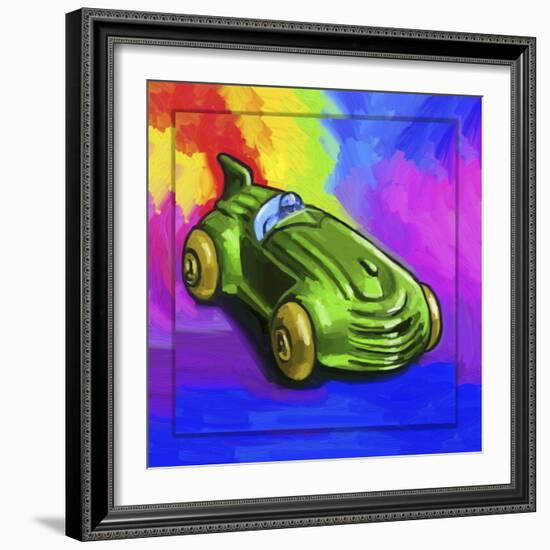 Pop-Art Deco Race Car Toy-Howie Green-Framed Giclee Print