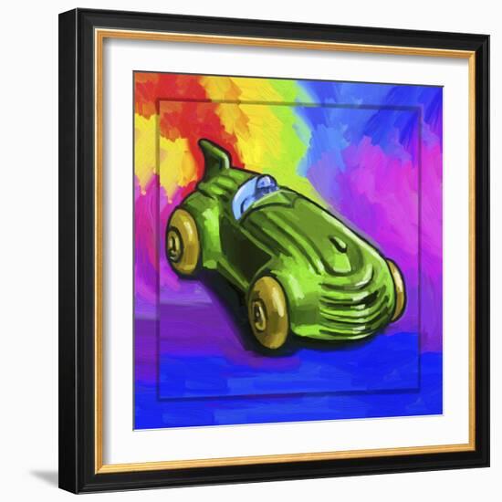 Pop-Art Deco Race Car Toy-Howie Green-Framed Giclee Print